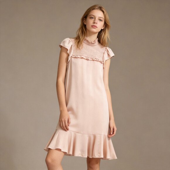 $515 NWOT See By Chloé Ruffled Knee length Dress Size 38 Pink